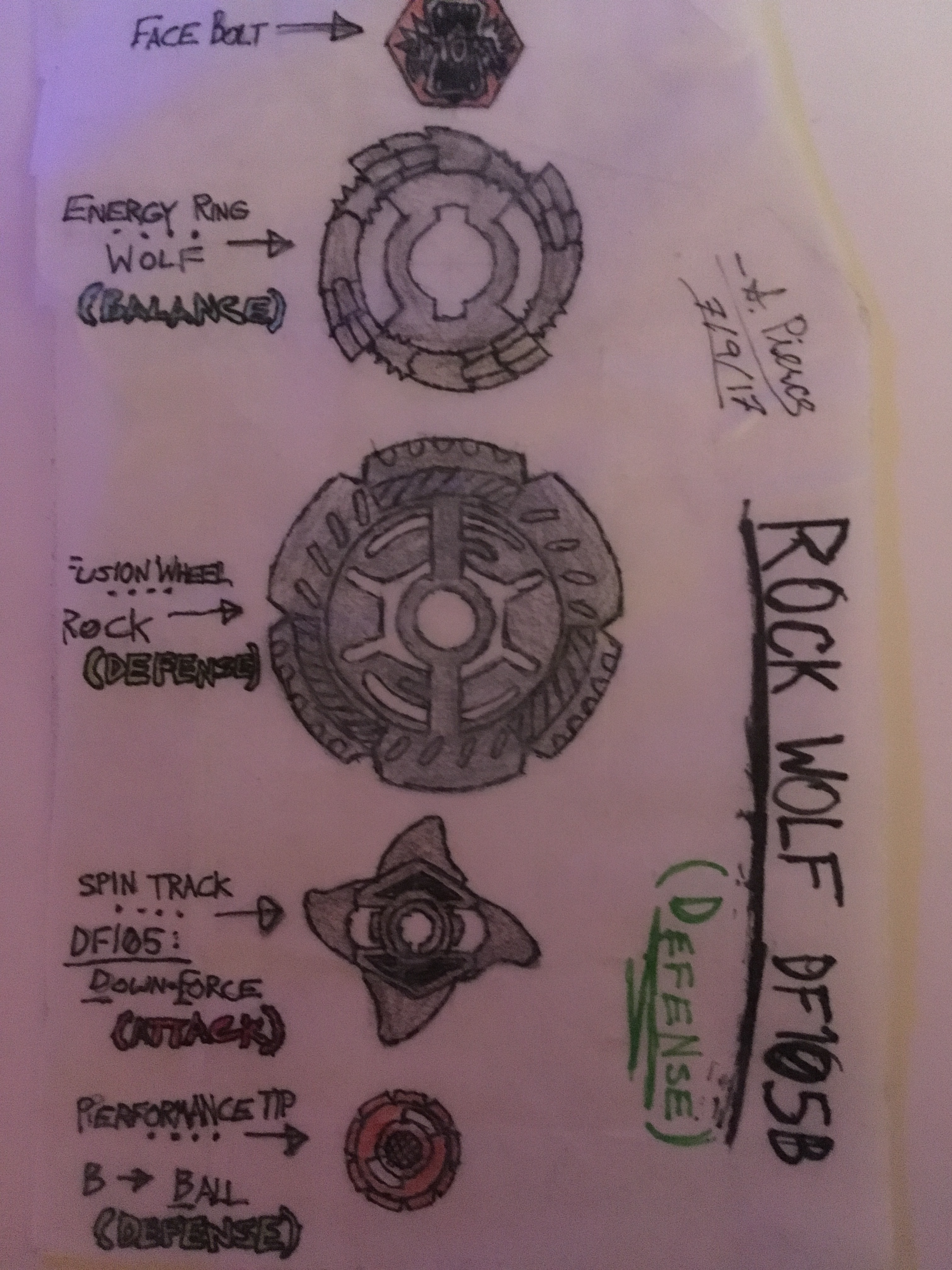 Custom Beyblade: Rock Wolf DF105B